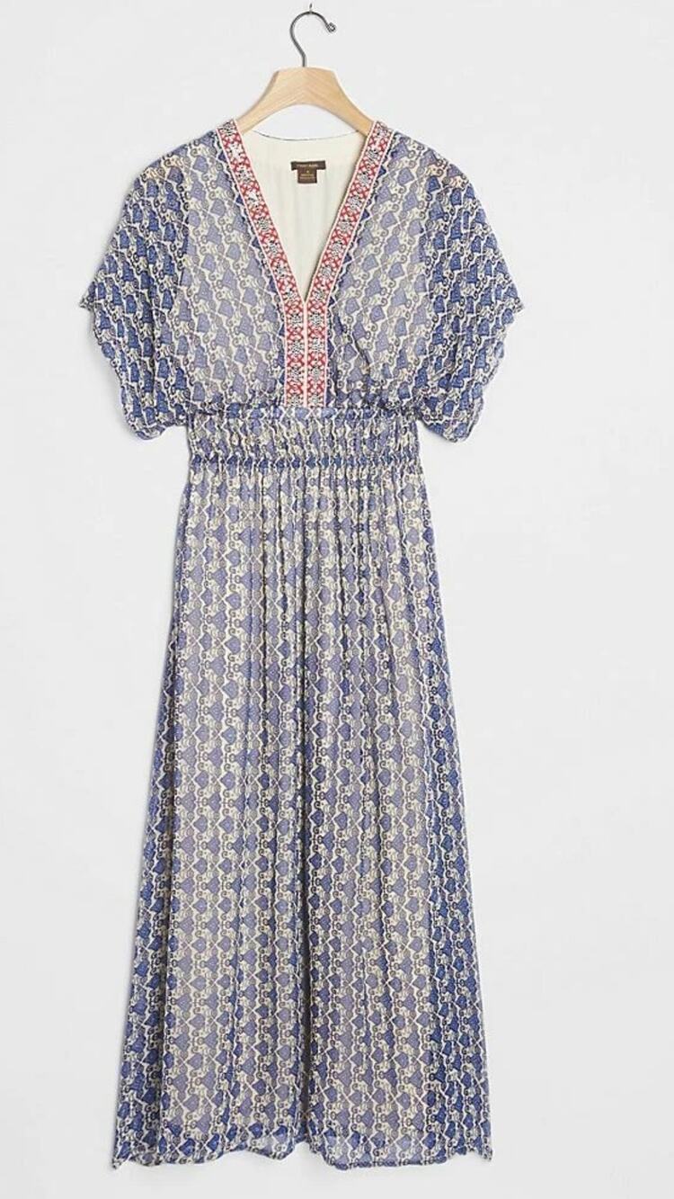Anthropologie Vineet Bahl Oda Embroidered Maxi Boho Dress Size 8